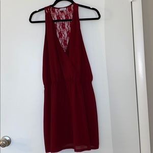 Red Wine Lace Back Dress